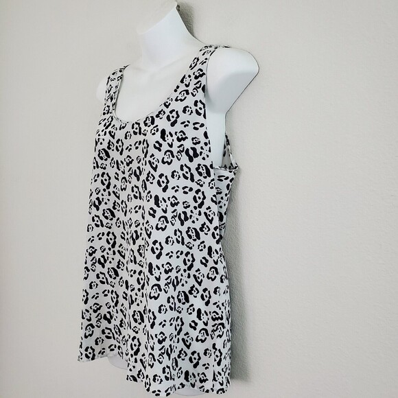 Equipment Femme Top Small Women's White Black Leopard Print Silk Preppy Chic - Picture 5 of 11